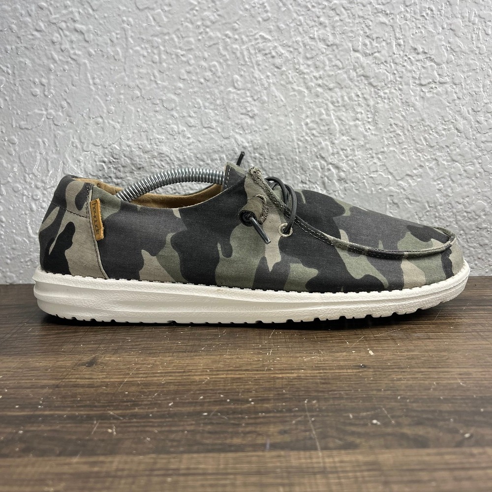 Hey Dude Women's Wendy Camo Slip On Loafers Green Shoes - Women's Size 9